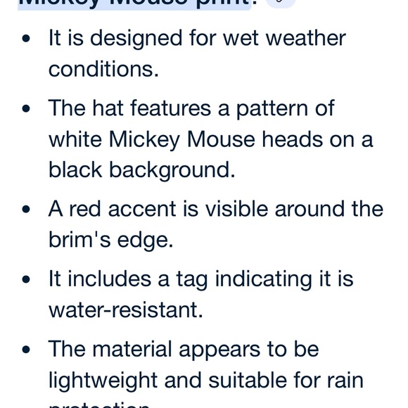 Disney Black/White Mouse Hat Red Bow Ears, Disney adult rain hat, Mouse watertoy - Picture 11 of 16